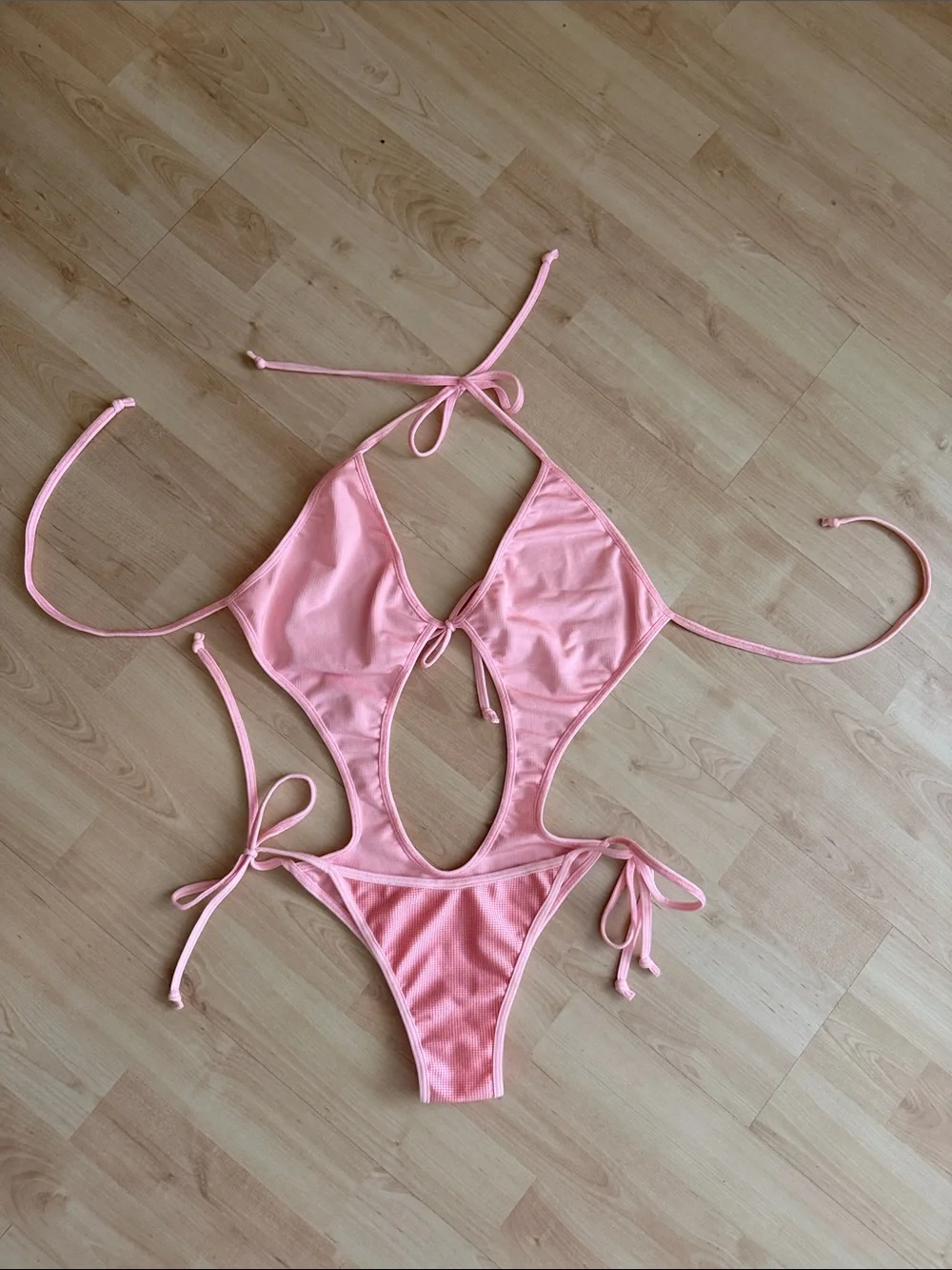 Pink Cutout One-Piece Swimsuit